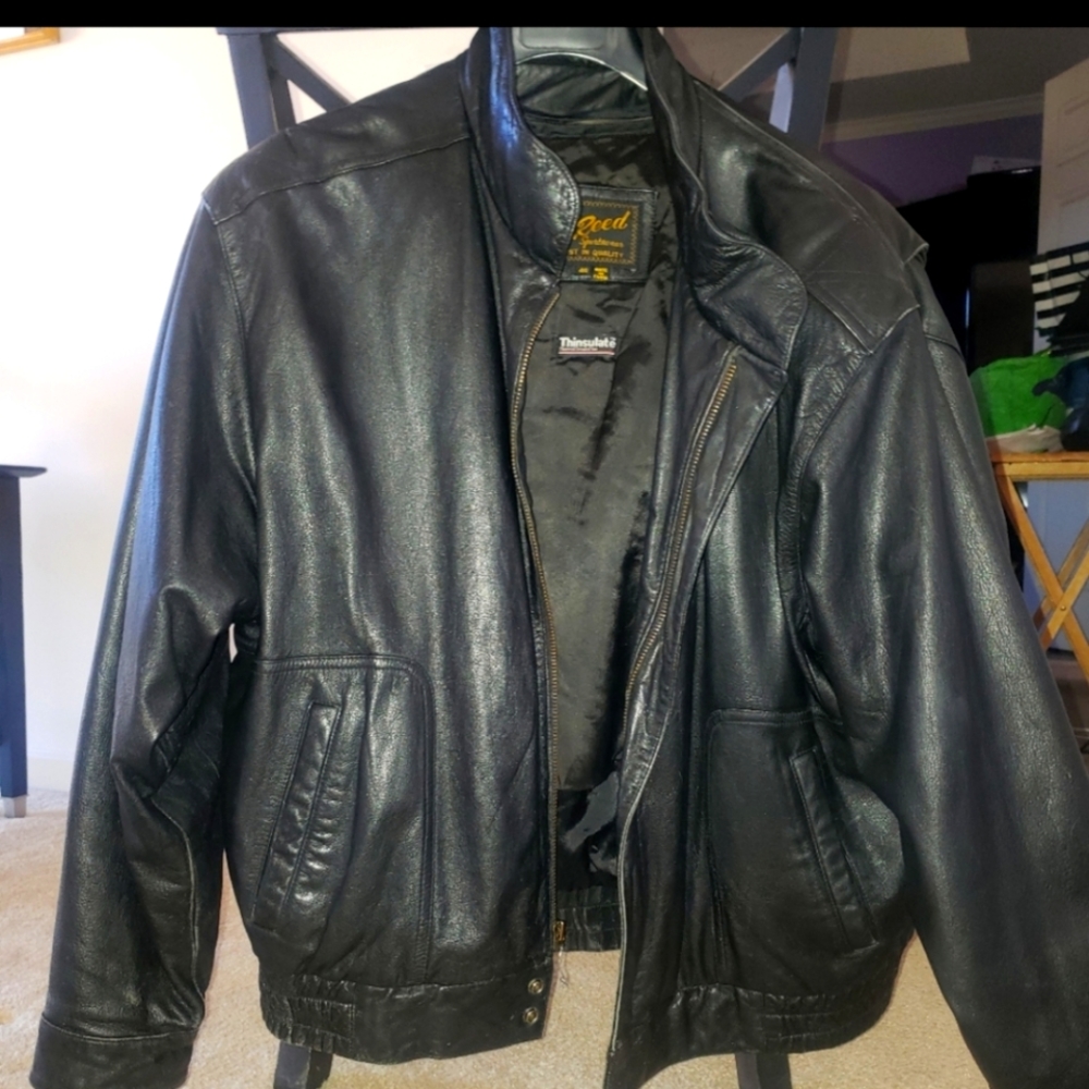 Reed Sportswear Genuine Leather-Black Men's Jacket Size L